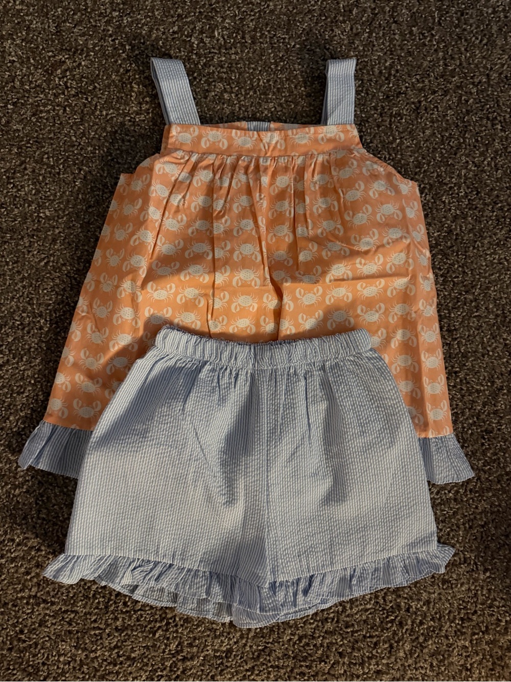 Stitchy Fish Girls Palm Beach Pinchers Ruffle Short Set - Never Worn